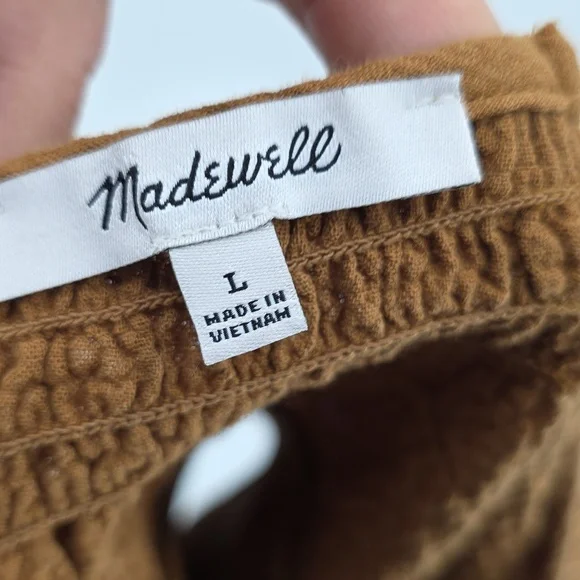 Madewell Brown Boxy Peplum Blouse Long Sleeeves Size L - Picture 8 of 9